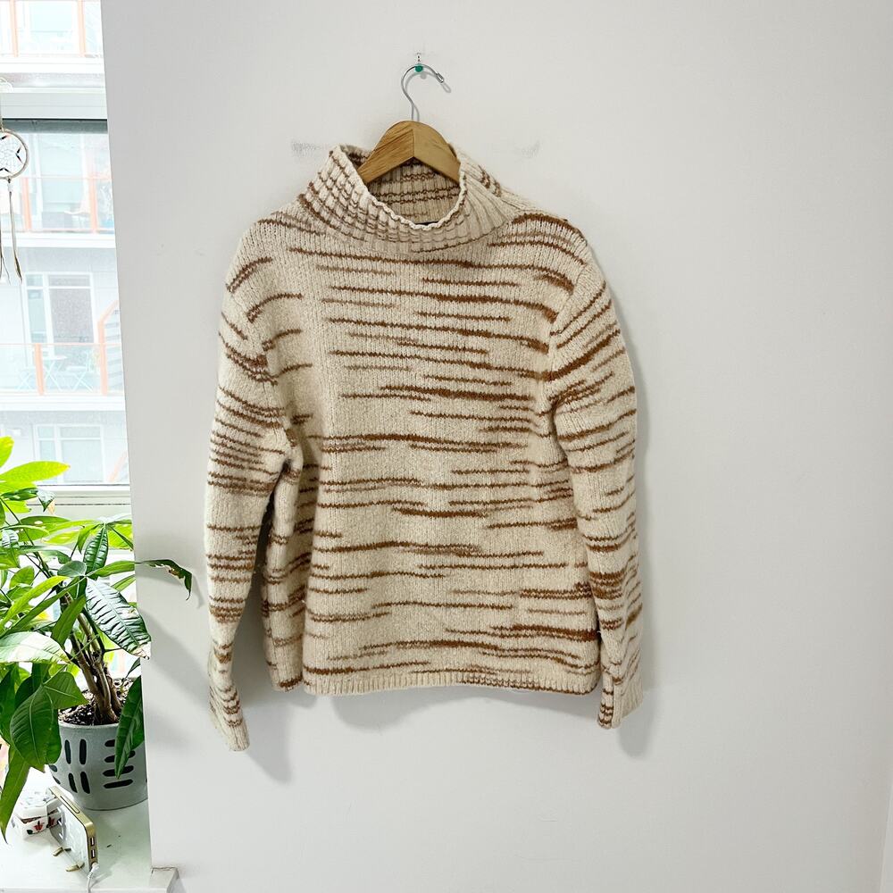 Banana Republic Brown & White Italian Spacedye Wool Sweater Size Large